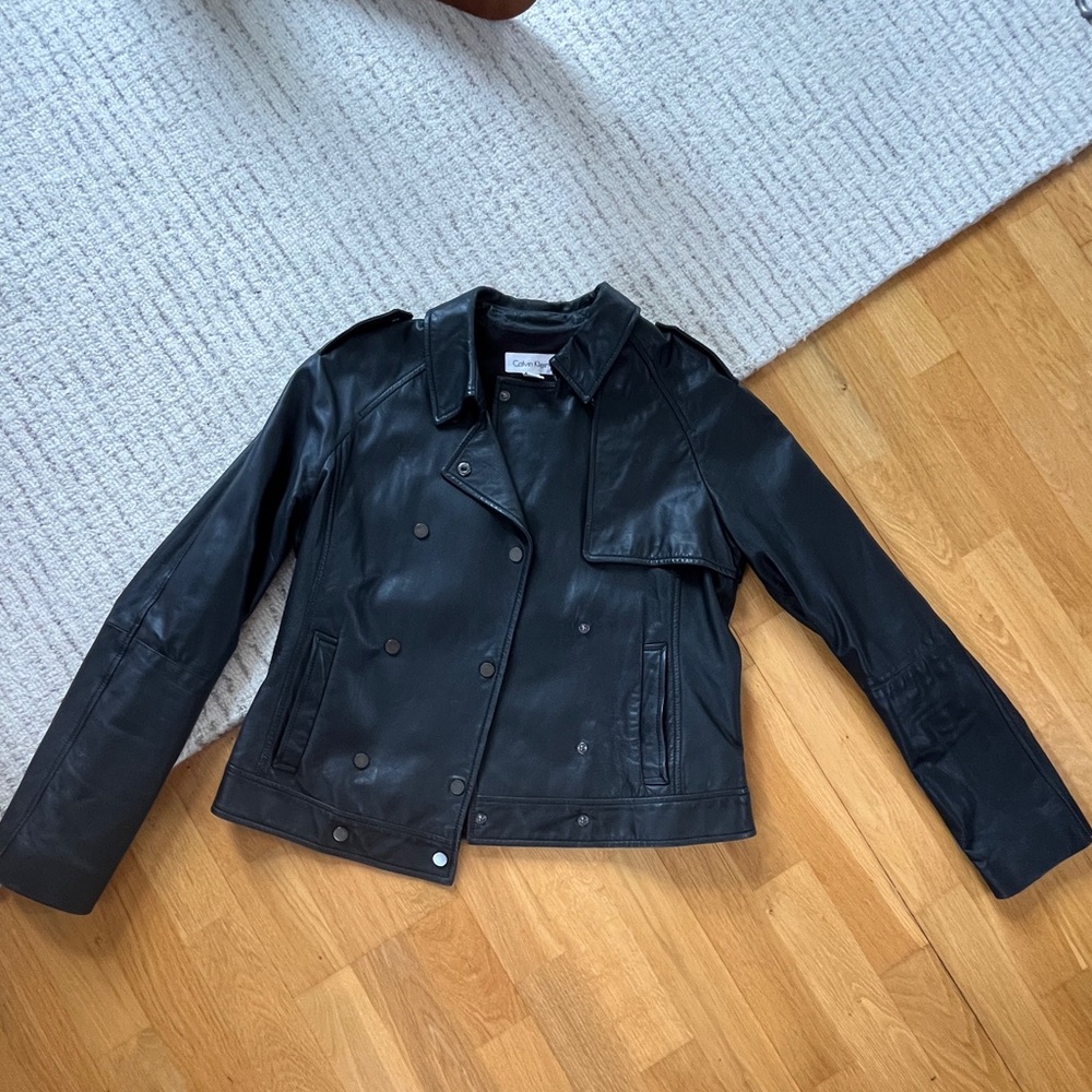Calvin Klein Leather Peacoat Medium